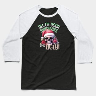 Sarcastic Christmas Joke Skull Baseball T-Shirt